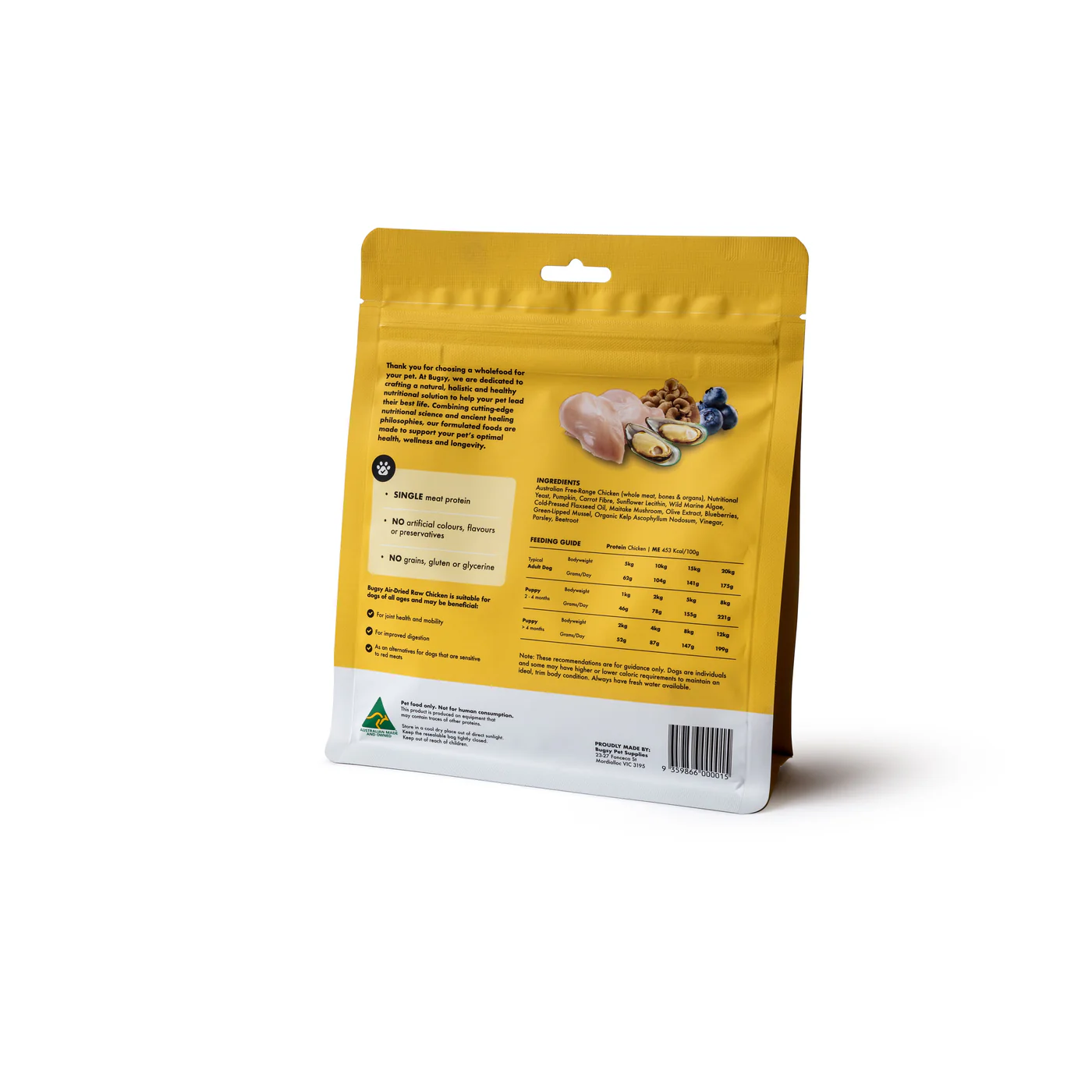 Bugsy Chicken Air Dried Raw Dog Food 328g - Image 2