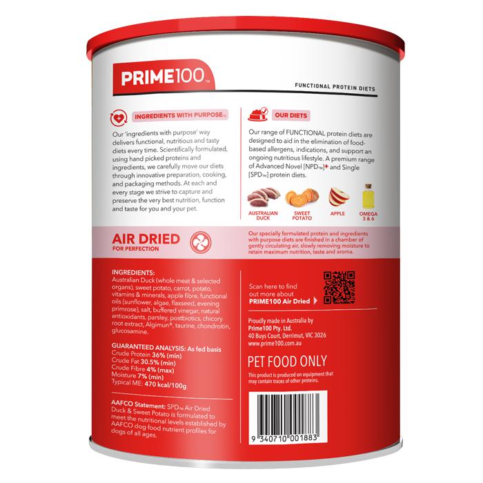 Prime 100 SPD Air Duck and Sweet Potato Dog Food 600g - Image 2