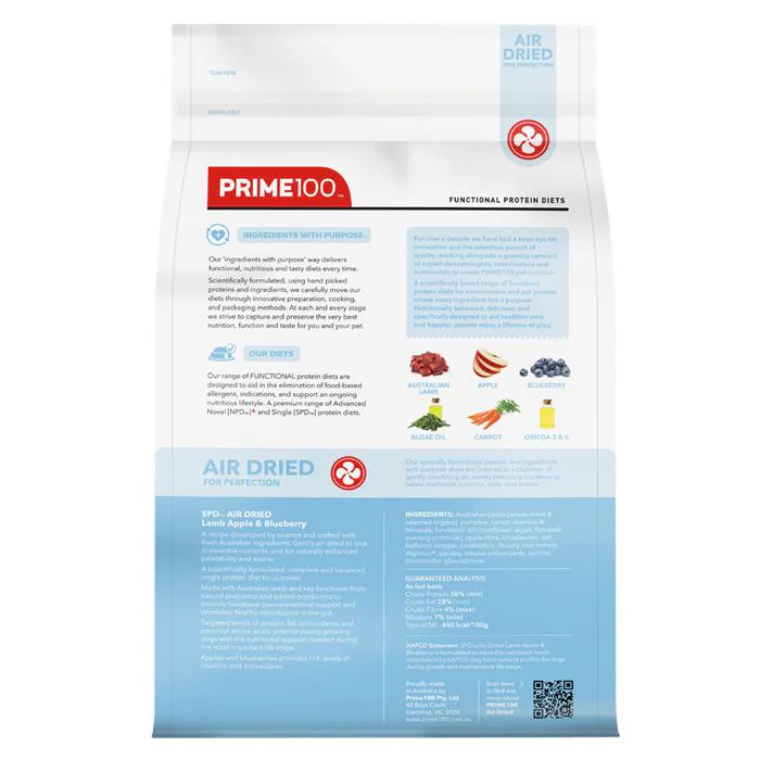 Prime 100 SPD Air Lamb Apple and Blueberry Puppy Food 2.2kg - Image 3