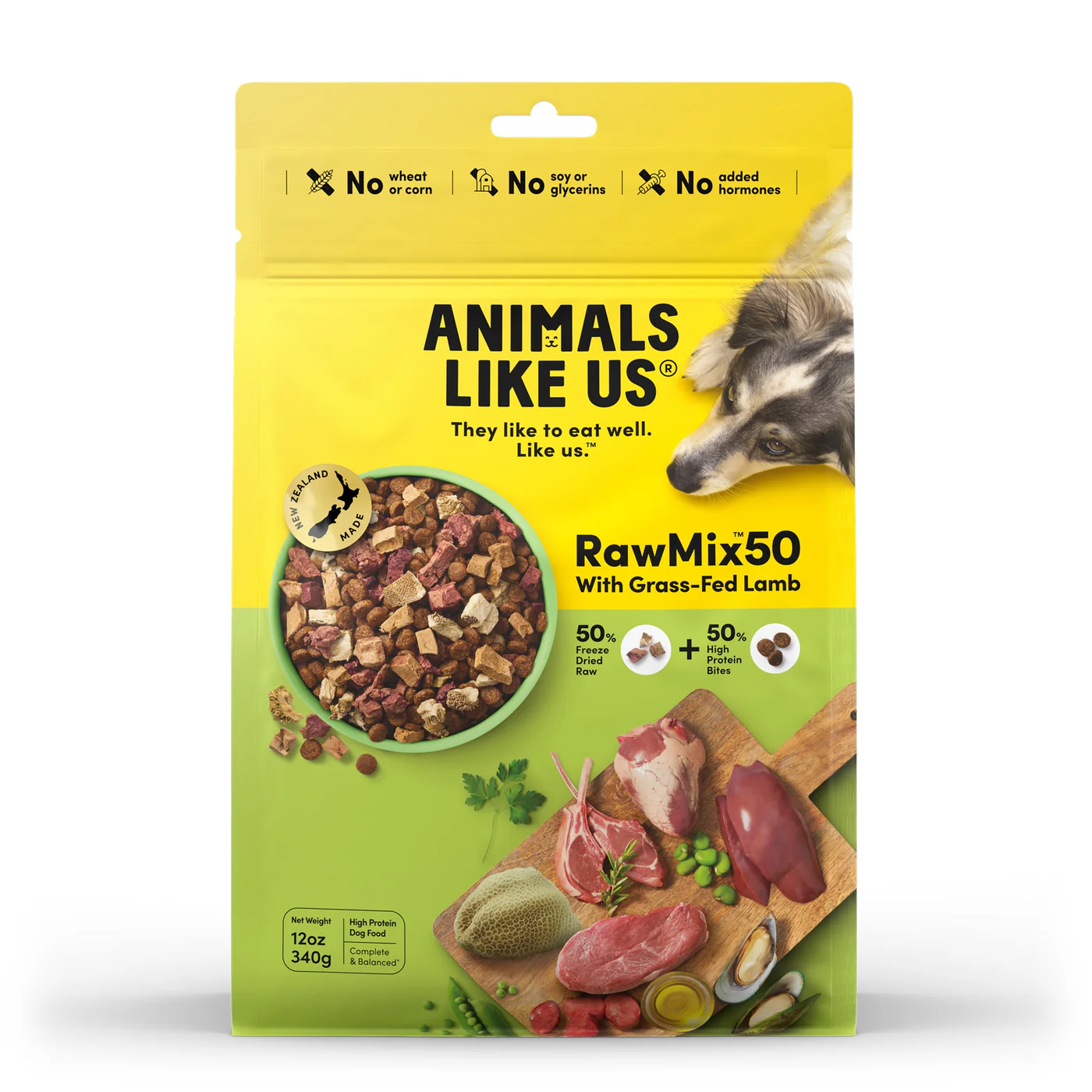 Animals Like Us RawMix50 with Grass-Fed Freeze Dried Lamb and Kibble Mix Dry Dog Food 340g