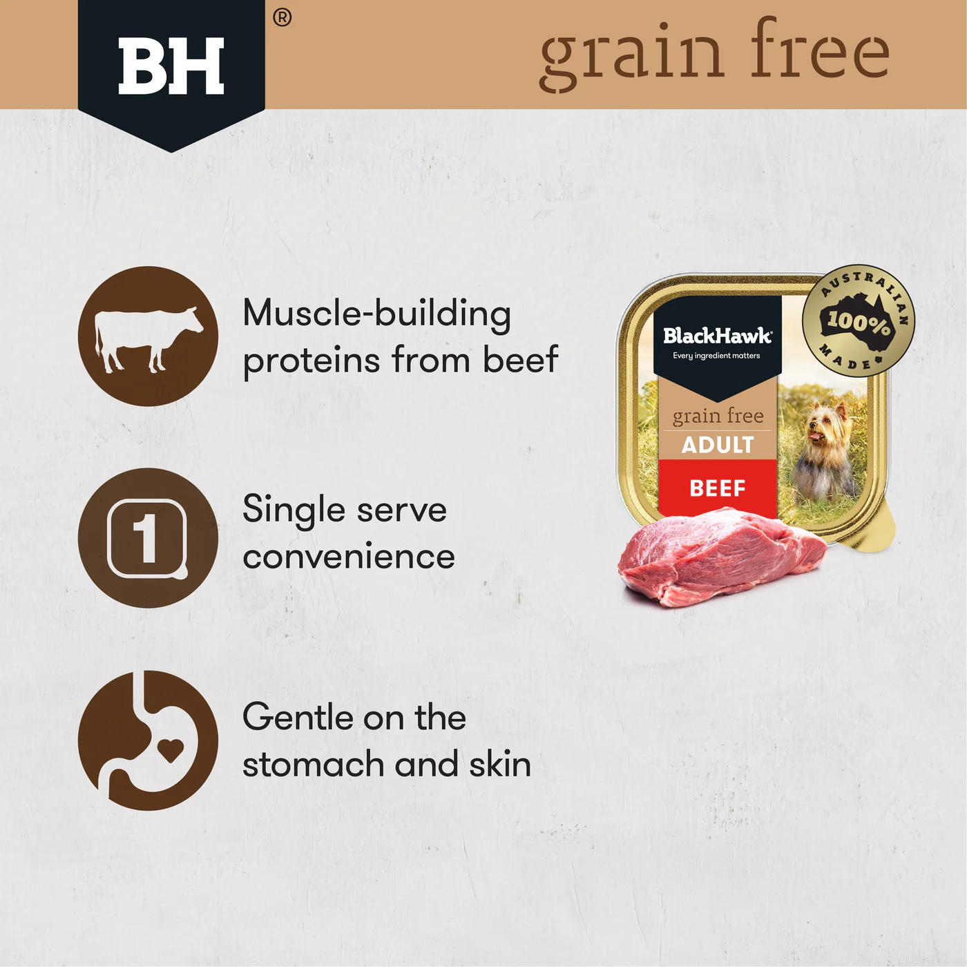 Black Hawk Grain Free Beef Wet Dog Food 100g - Image 8