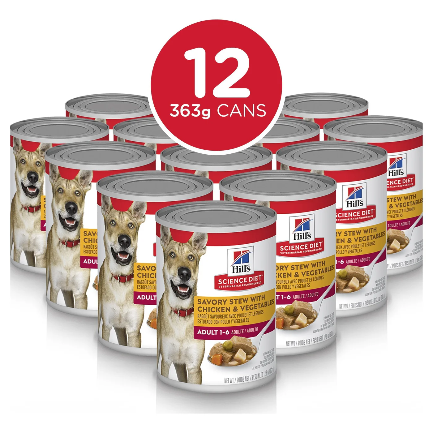Hills Science Diet Adult Savoury Stew Chicken and Vegetables Canned Dog Food 363g x 12 - Image 2