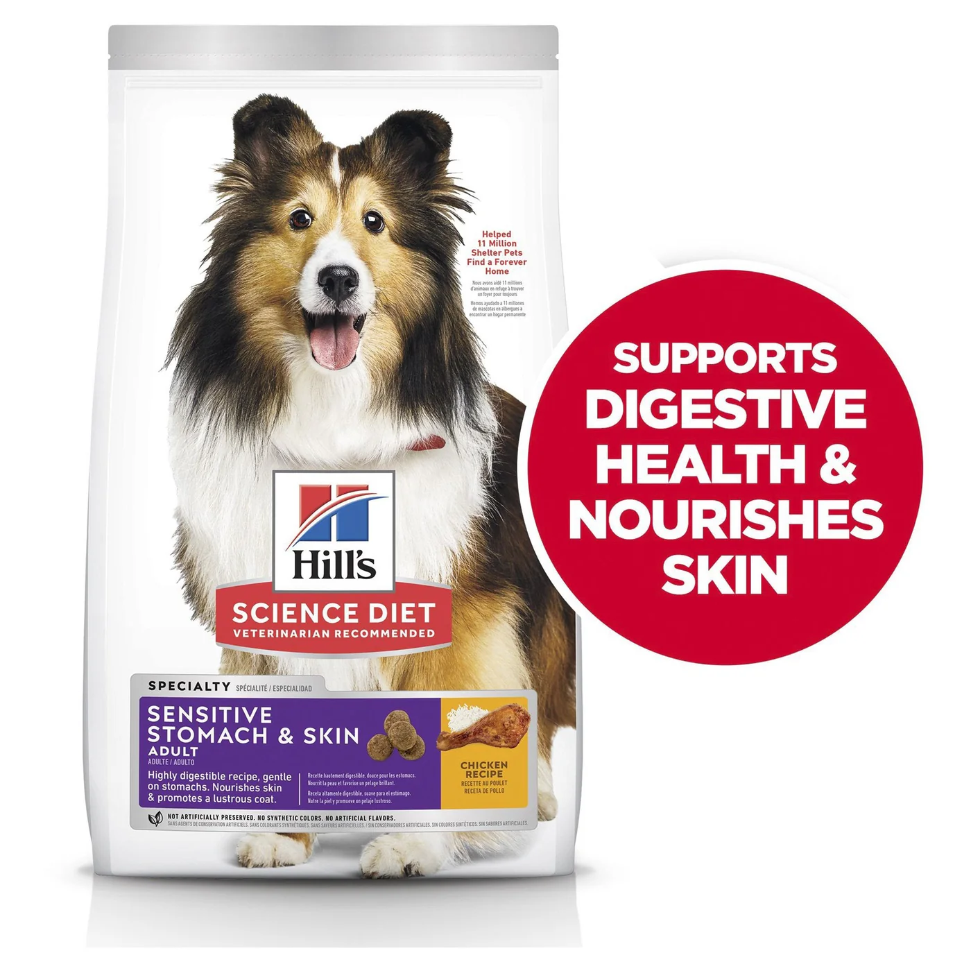 Hills Science Diet Sensitive Stomach and Skin Adult Dry Dog Food 12kg - Image 2