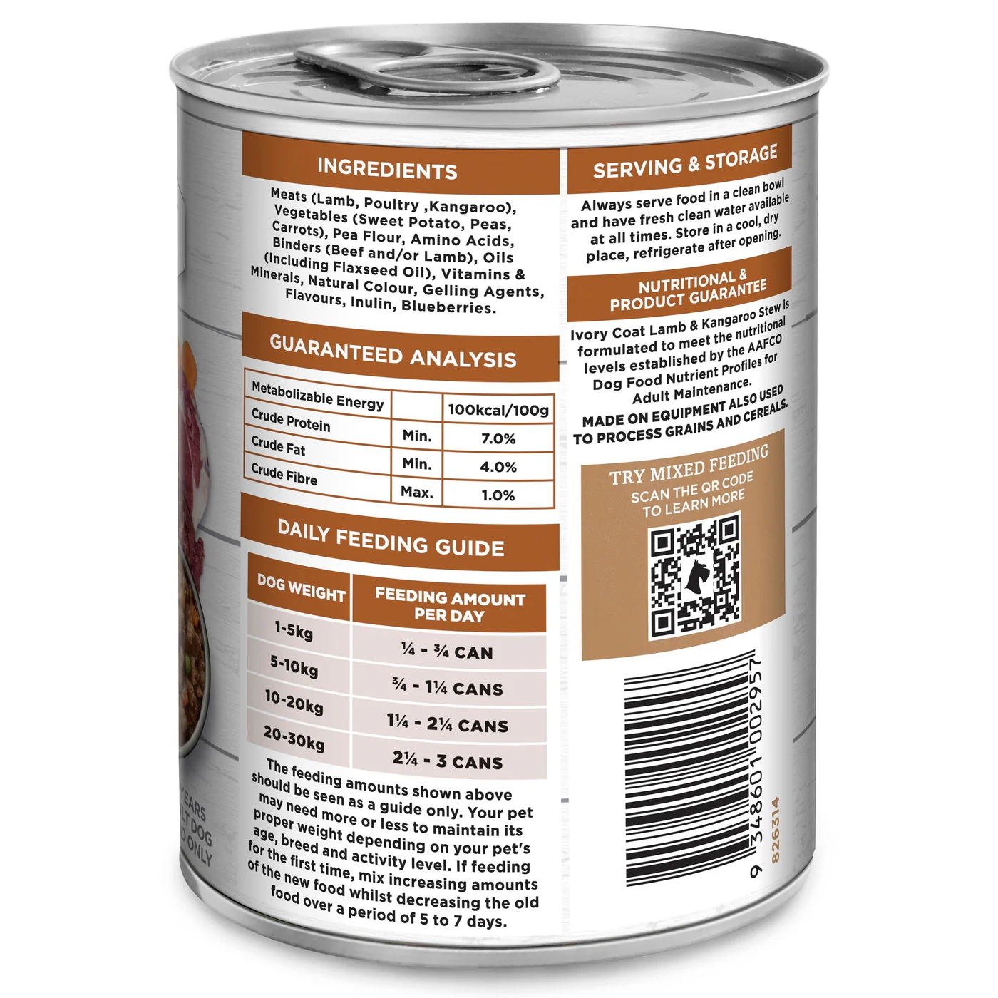 Ivory Coat Grain Free Lamb and Kangaroo Stew Adult Dog Wet Food 400g - Image 9