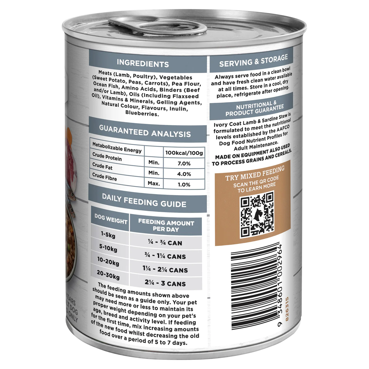 Ivory Coat Grain Free Lamb and Sardine Stew Adult Dog Wet Food 400g x 12 - Image 10