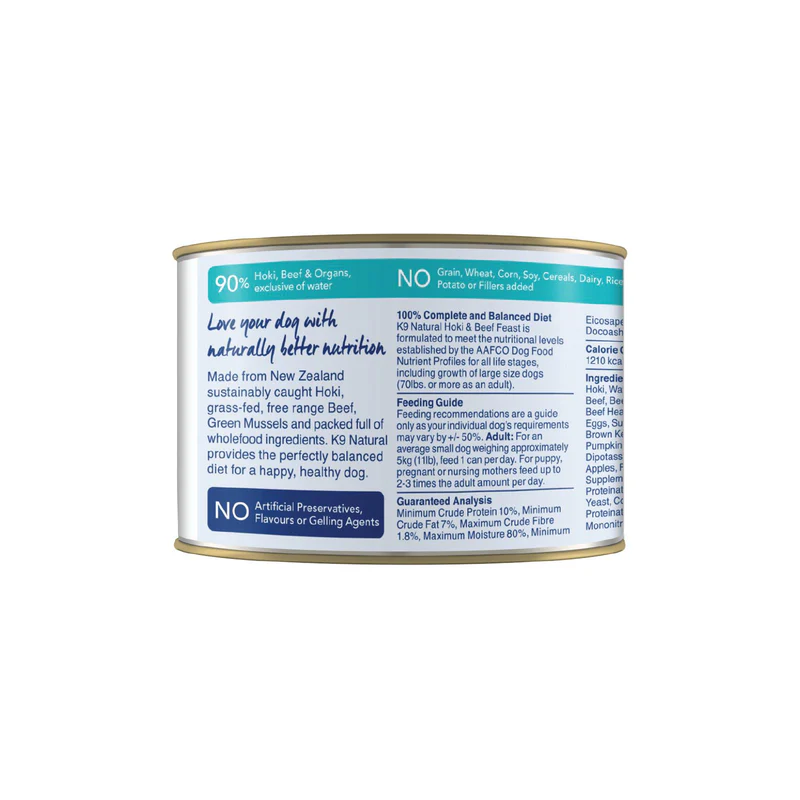 K9 Natural Hoki and Beef Feast Wet Dog Food 170g - Image 10