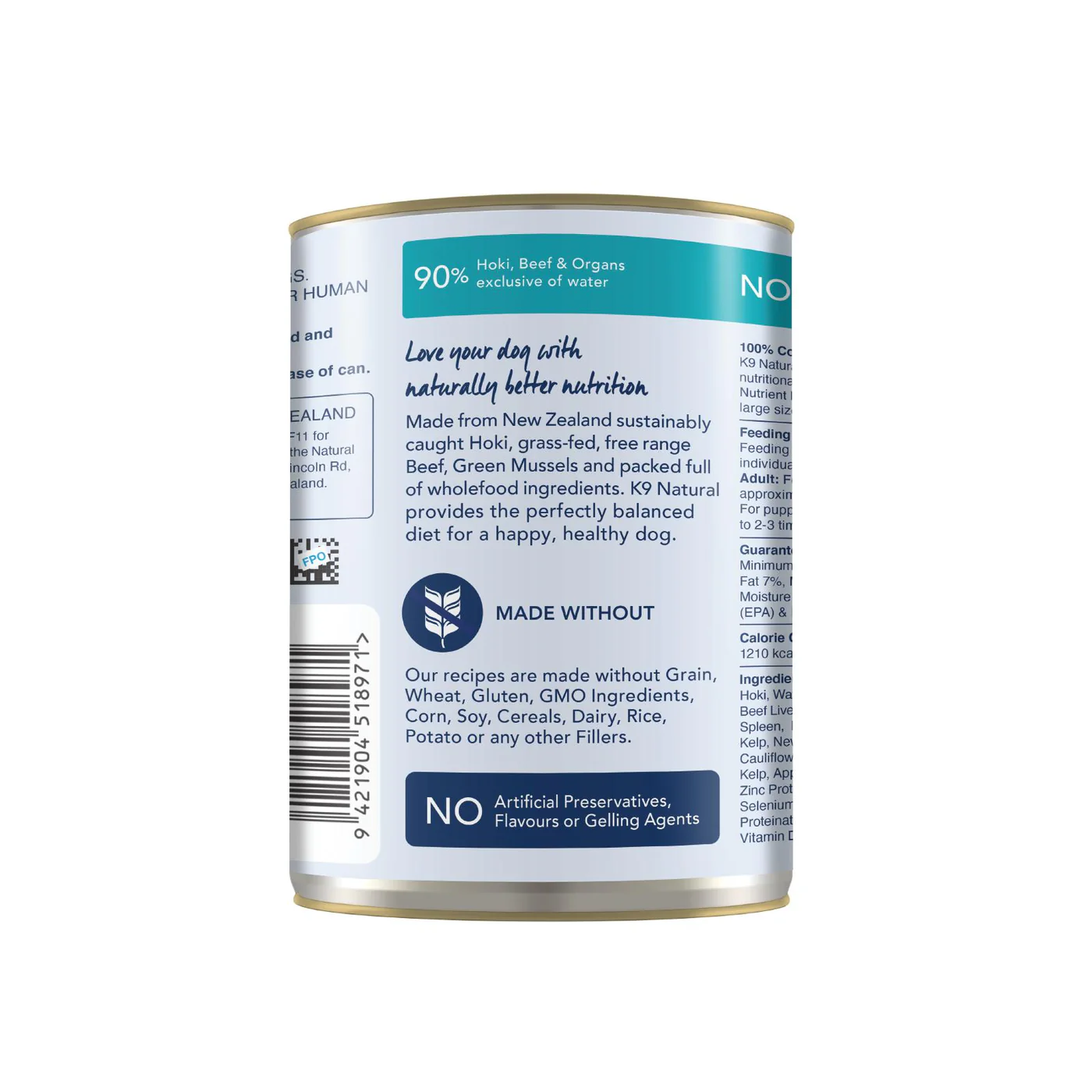K9 Natural Hoki and Beef Feast Wet Dog Food 370g x 12 - Image 10