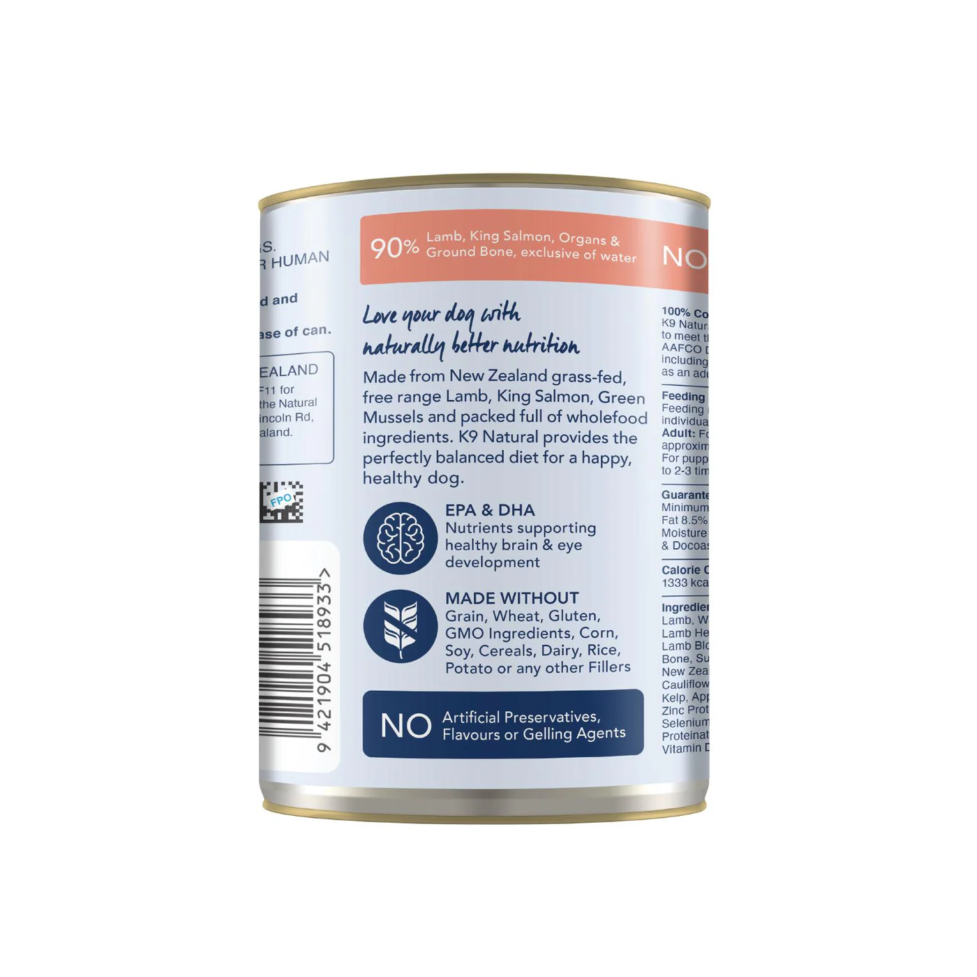 K9 Natural Lamb and King Salmon Feast Wet Dog Food 370g - Image 11