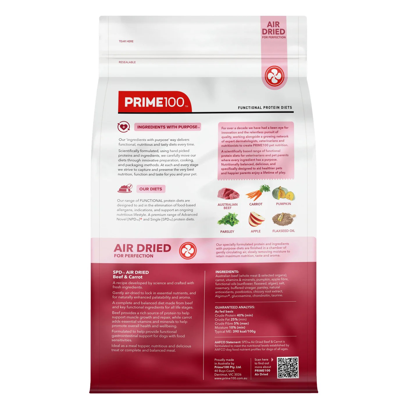 Prime 100 SPD Air Beef and Carrot Dog Food 2.2kg - Image 5