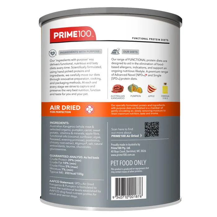 Prime 100 SPD Air Kangaroo and Pumpkin Dog Food 600g - Image 2