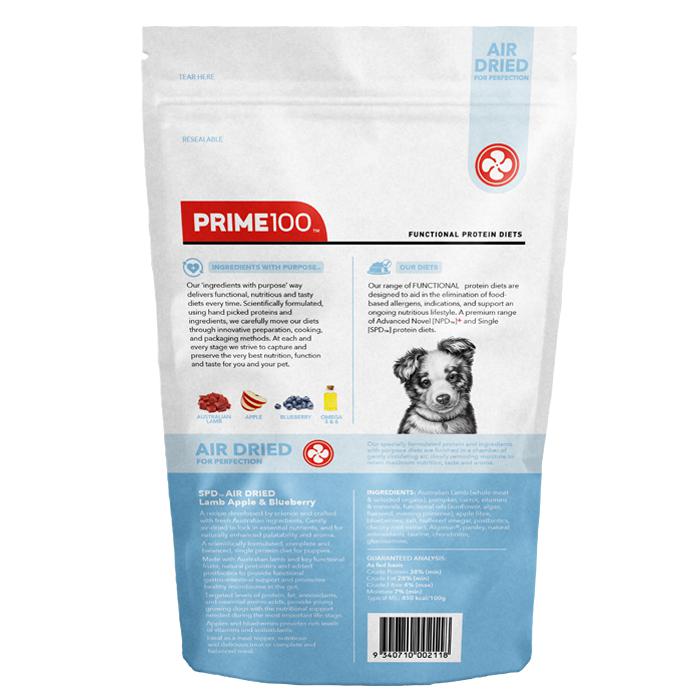 Prime 100 SPD Air Lamb Apple and Blueberry Puppy Food 120g - Image 4