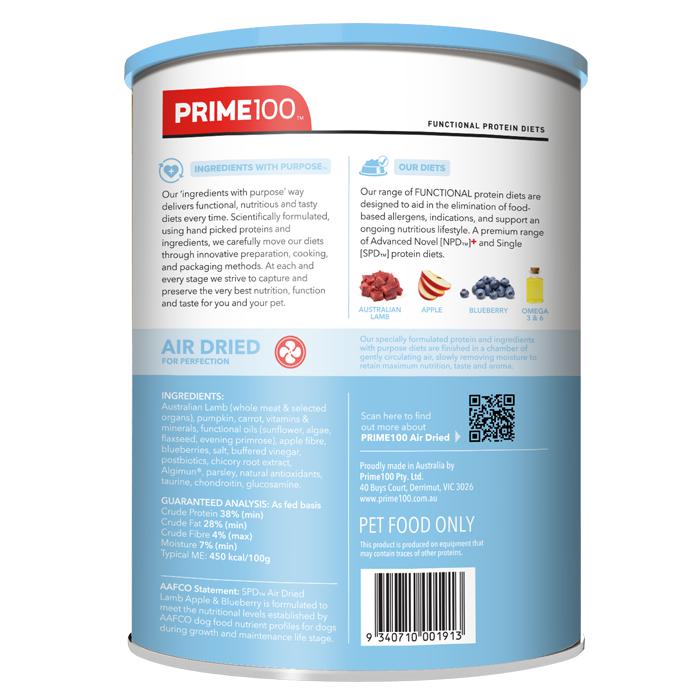 Prime 100 SPD Air Lamb Apple and Blueberry Puppy Food 600g - Image 2