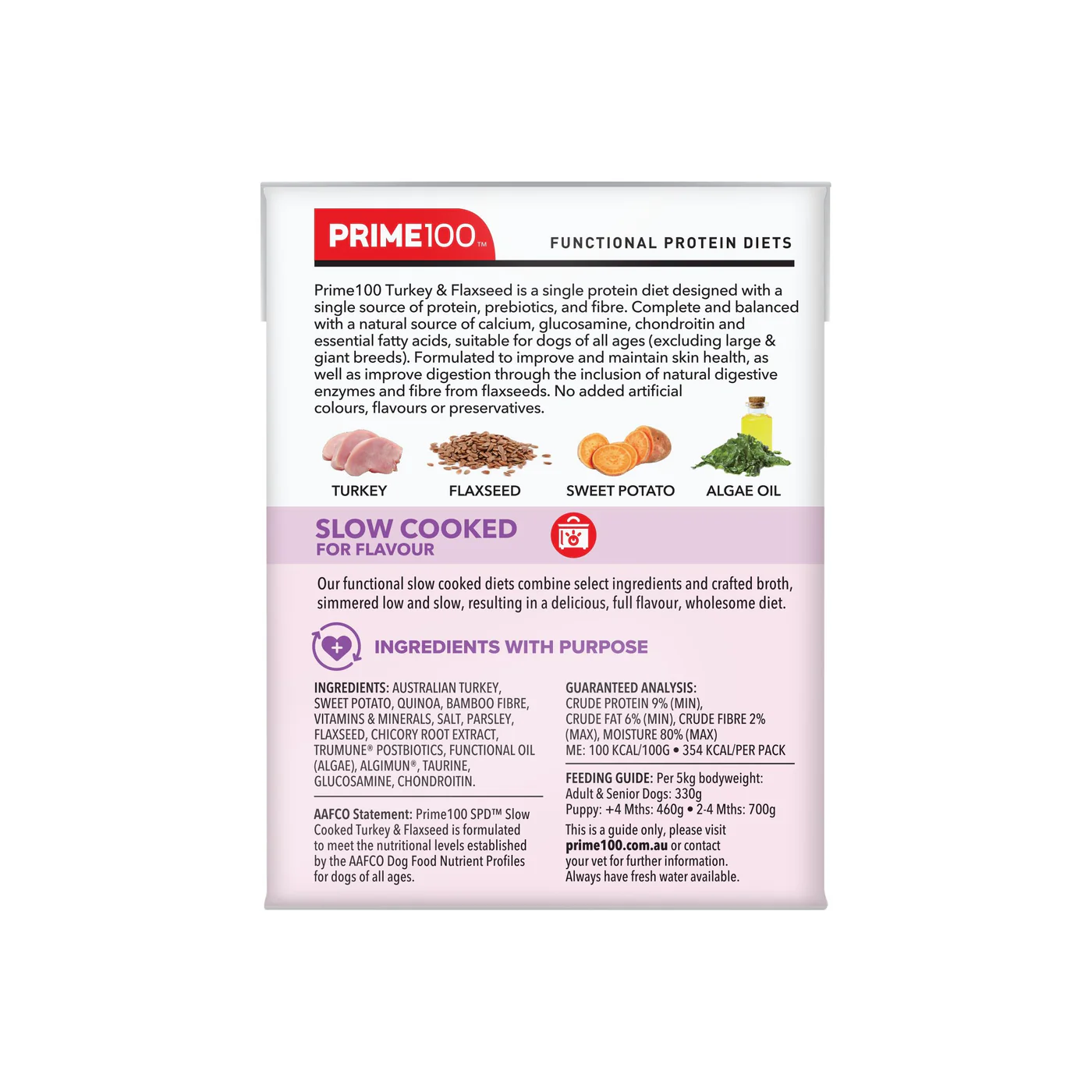 Prime 100 Slow Cooked Turkey and Flaxseed 354g x12 - Image 2