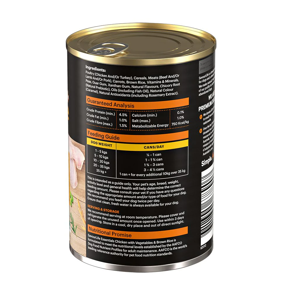 SavourLife Essentials Chicken with Vegetables & Rice Adult Dog Wet Food 400g - Image 5