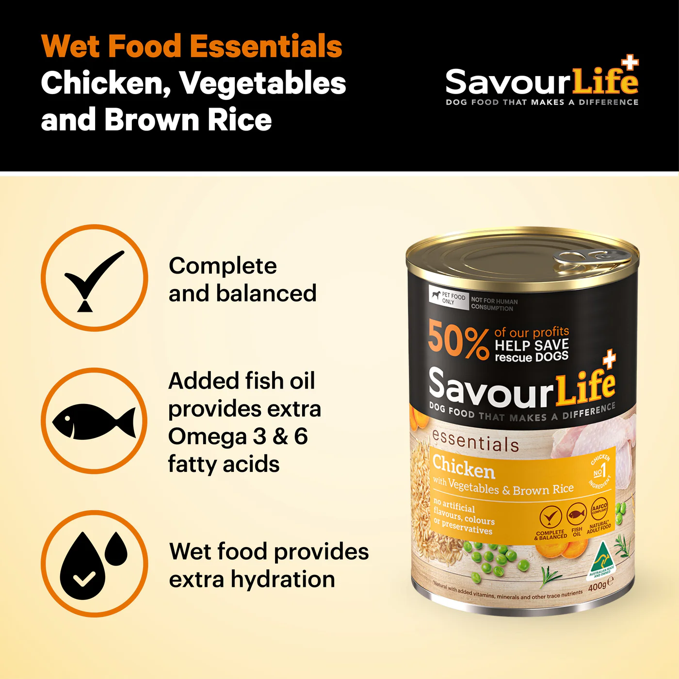 SavourLife Essentials Chicken with Vegetables & Rice Adult Dog Wet Food 400g - Image 3