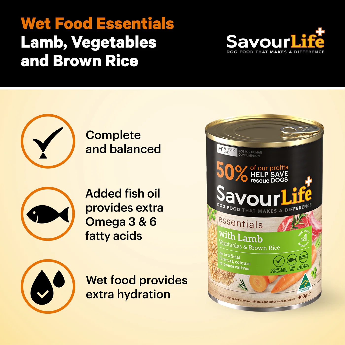 Savourlife Essentials Lamb with Vegetables & Rice Adult Dog Wet Food 400g - Image 3