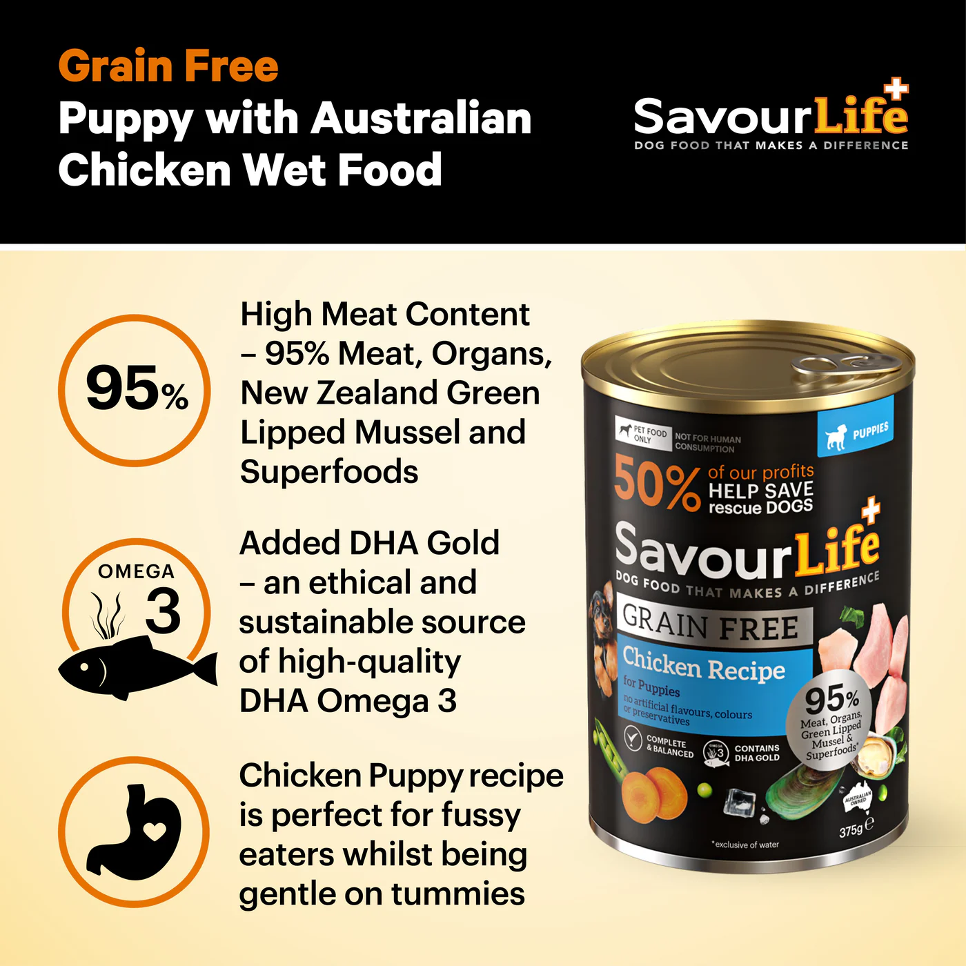 Savourlife Grain Free Chicken Puppy Wet Food 375g X12 - Image 3
