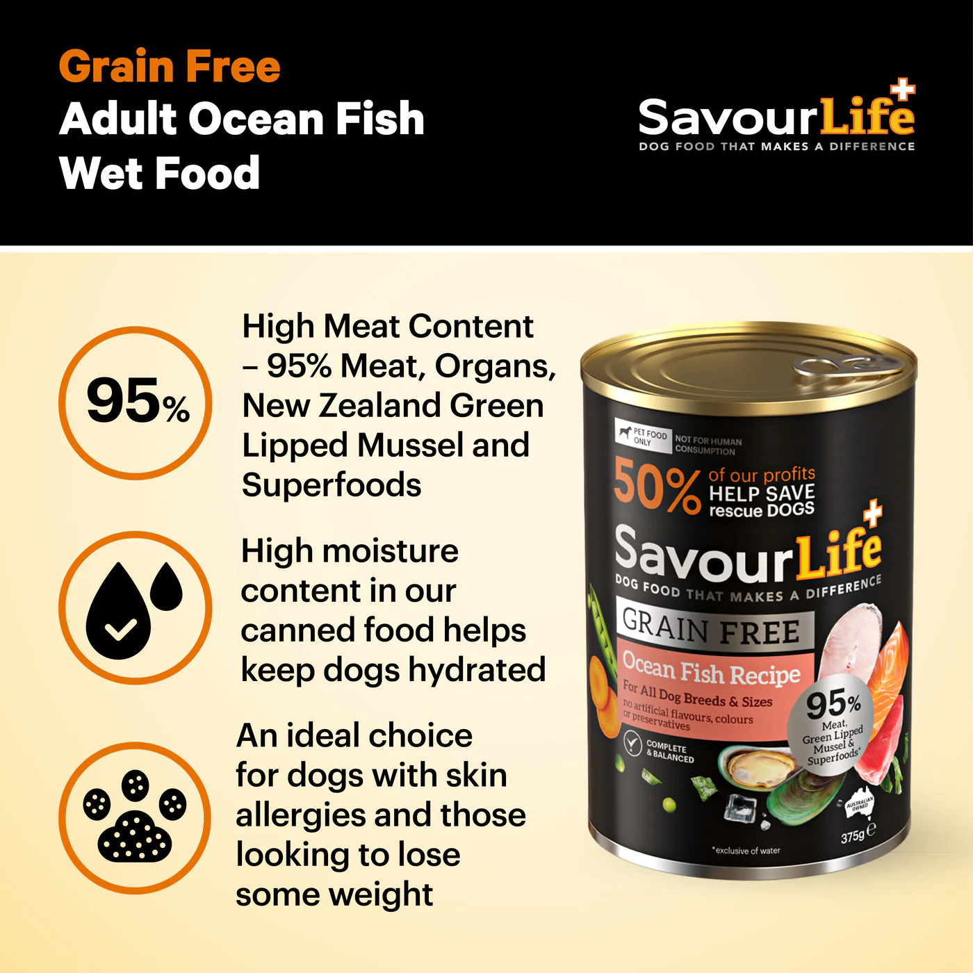 Savourlife Grain Free Ocean Fish Adult Dog Wet Food 375g X12 - Image 3