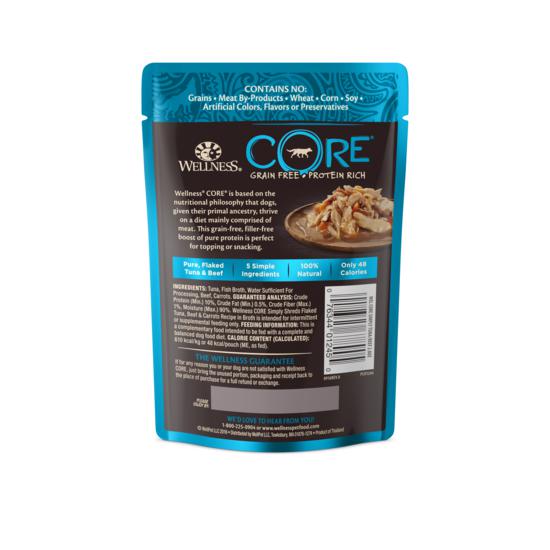 Wellness CORE Simply Shreds Flaked Tuna Beef and Carrots Wet Dog Food 79g - Image 9