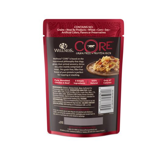 Wellness CORE Simply Shreds Shredded Chicken Beef and Carrots Wet Dog Food 79g - Image 9