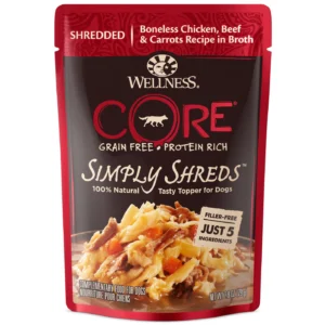 Wellness CORE Simply Shreds Shredded Chicken Beef and Carrots Wet Dog Food 79g