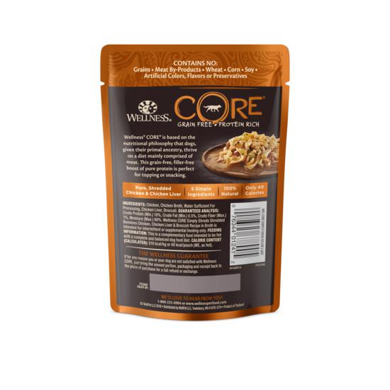 Wellness CORE Simply Shreds Shredded Chicken, Chicken Liver and Broccoli Wet Dog Food 79g - Image 9