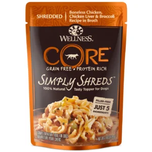 Wellness CORE Simply Shreds Shredded Chicken Chicken Liver and Broccoli Wet Dog Food 79g x 12