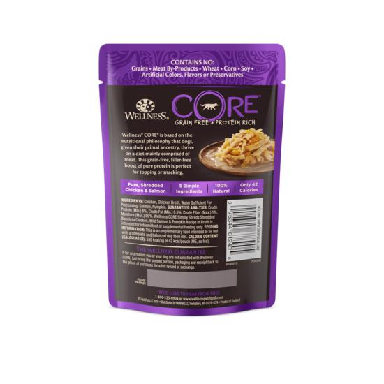 Wellness CORE Simply Shreds Shredded Chicken Salmon and Pumpkin Wet Dog Food 79g - Image 9