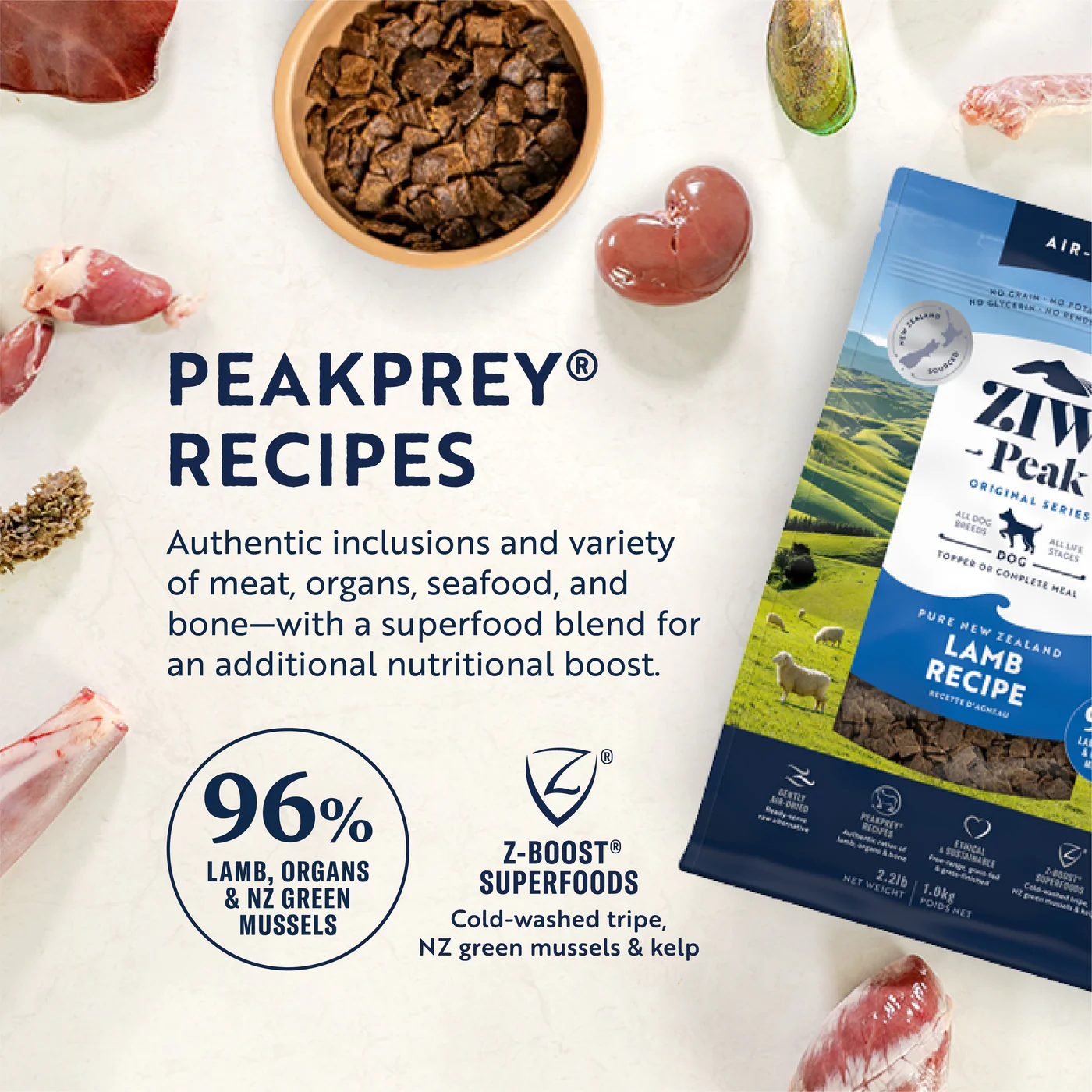 ZIWI Peak Air Dried Lamb Recipe Dog Food 2.5kg - Image 2