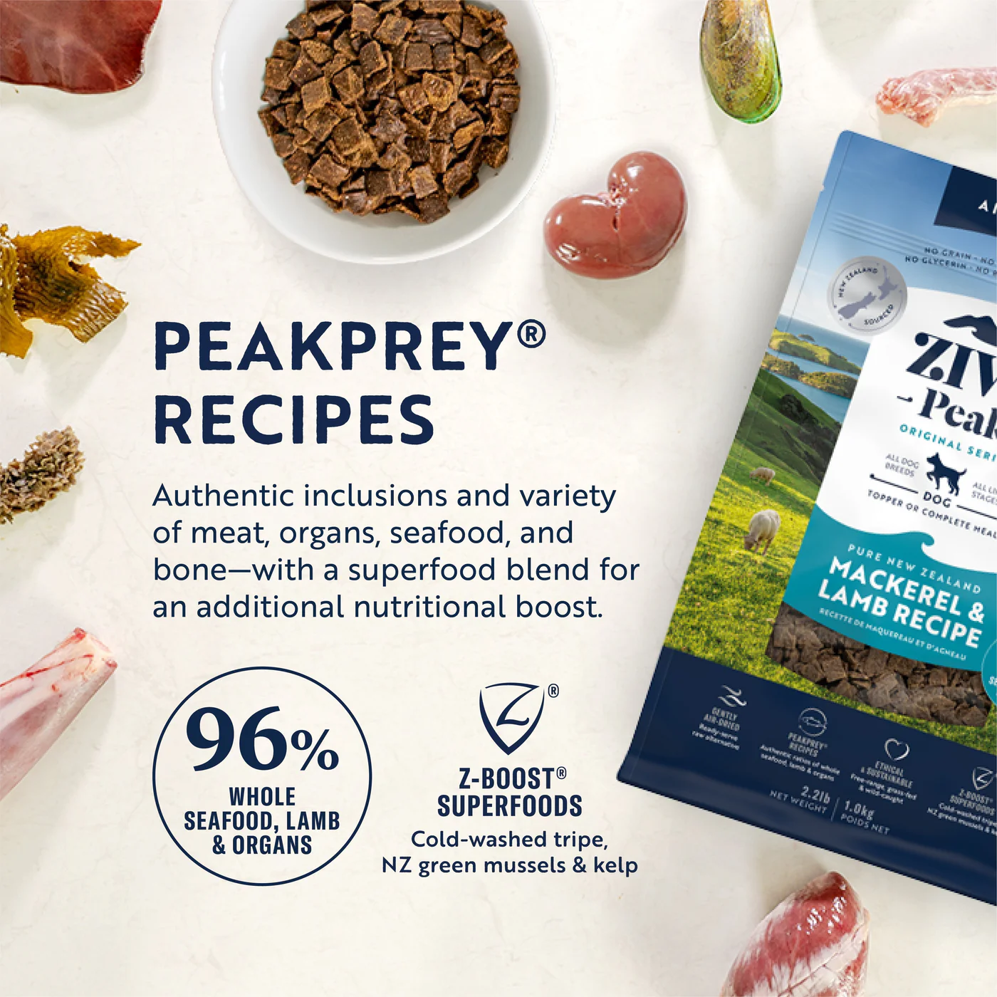 ZIWI Peak Air Dried Mackerel and Lamb Recipe Dog Food 1kg - Image 6
