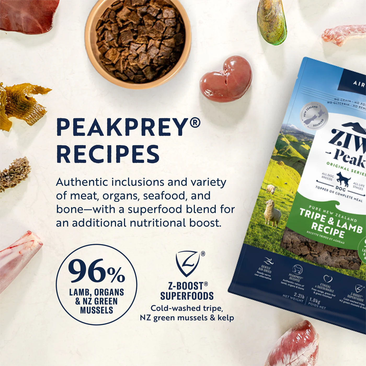 ZIWI Peak Air Dried Tripe and Lamb Recipe Dog Food 2.5kg - Image 6